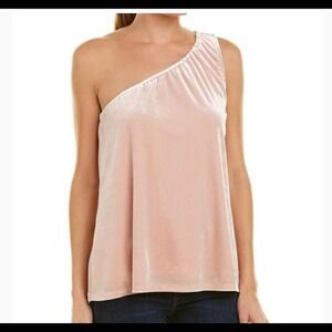 French Connection Velvet One Shoulder Top XS Pink